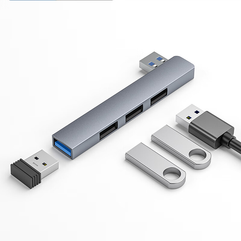 USB-хаб Youlianxing YLX-34ARC, 4 порта, USB 2.0, USB 3.0, Type-C, алюминиевый сплав, серый