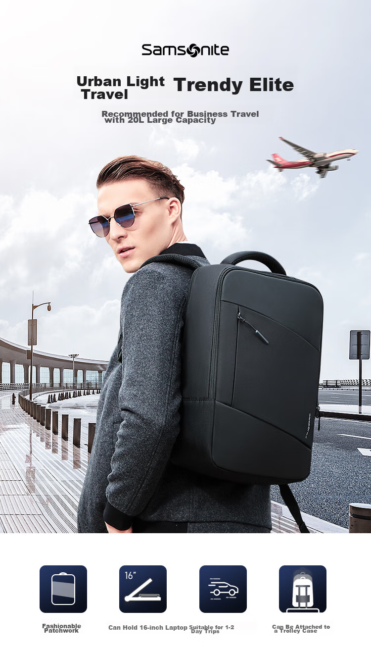 Рюкзак Samsonite для ноутбука, мужской и женский, для бизнеса и поездок, вместительный, подарок на День Святого Валентина, 16 дюймов, черный