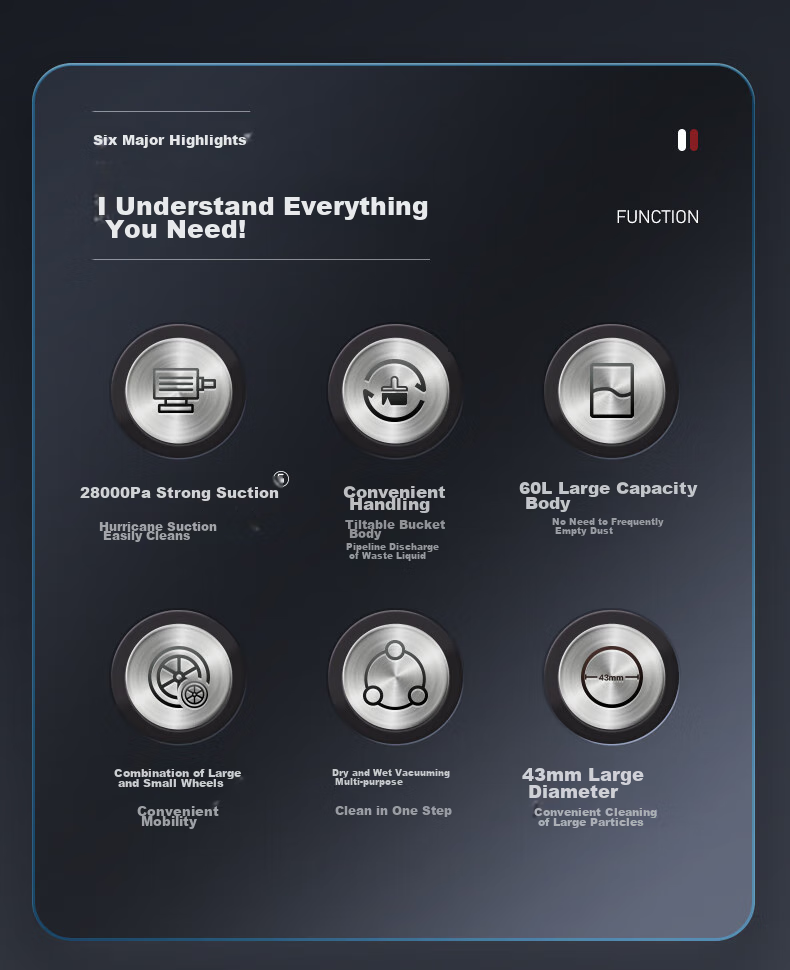 Промышленный пылесос SUPOR EVCB-75S, 1800 Вт, 60 л, 28000 Па, сухая и влажная уборка