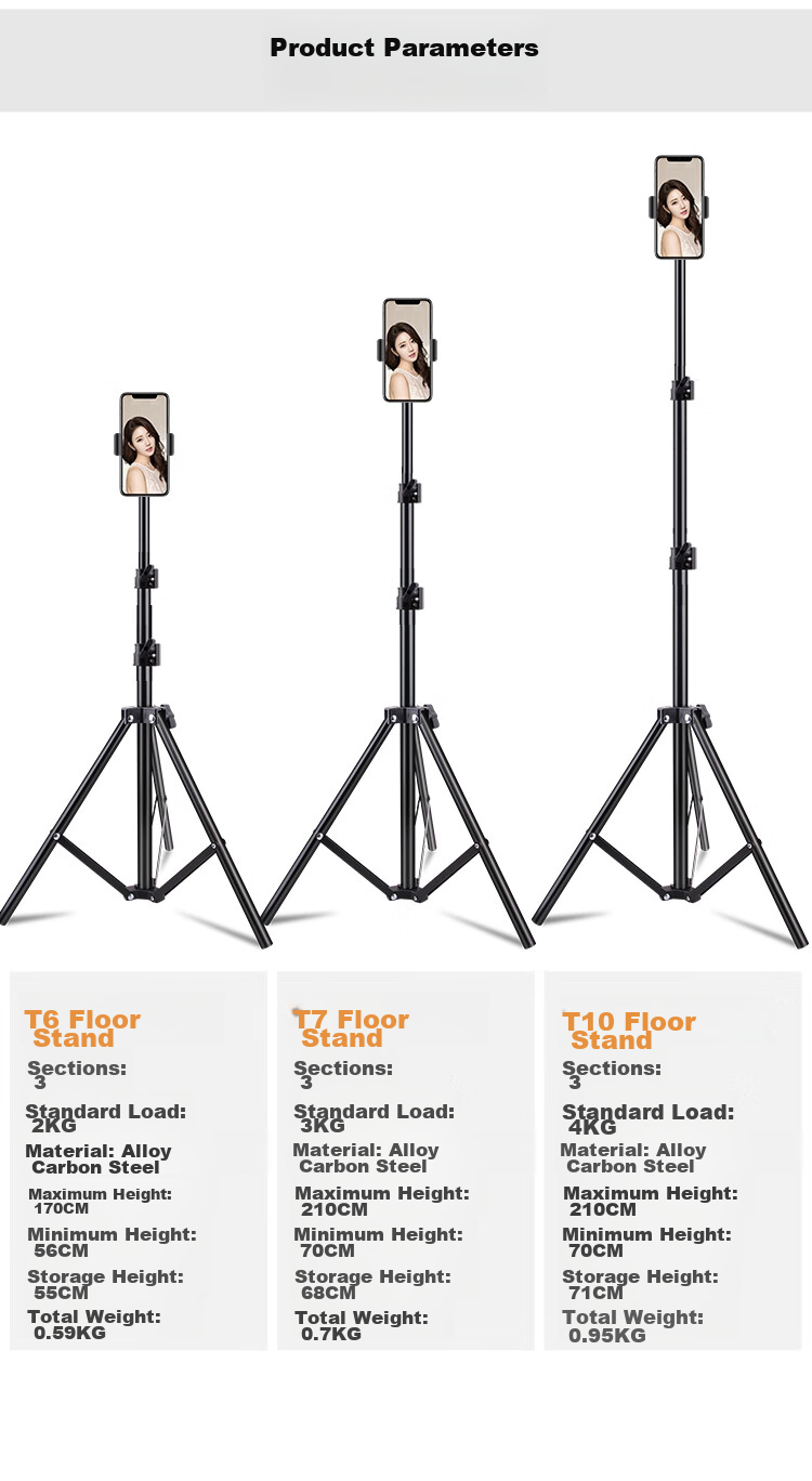 Стойка для мобильного телефона Laizi T10, напольная, для прямых трансляций, селфи-штатив, многофункциональная, для фото- и видеосъемки, портативная, для онлайн-уроков, записи видео, сдачи экзаменов