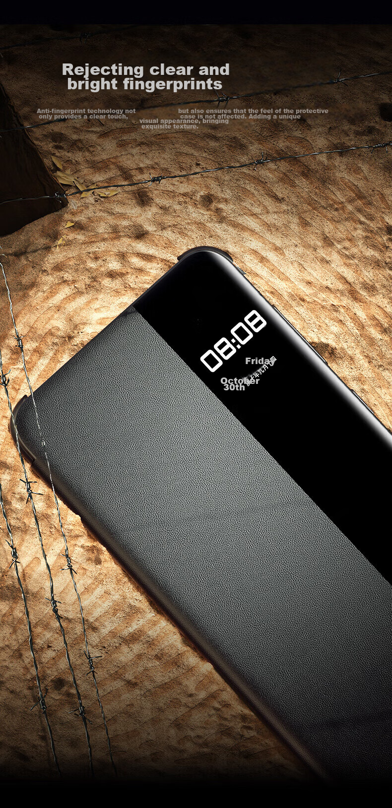 Чехол-книжка Ekakashop для Huawei Mate 60 RS, Smart View Flip Cover, из натуральной кожи, с полной защитой от падения, Xuan Black