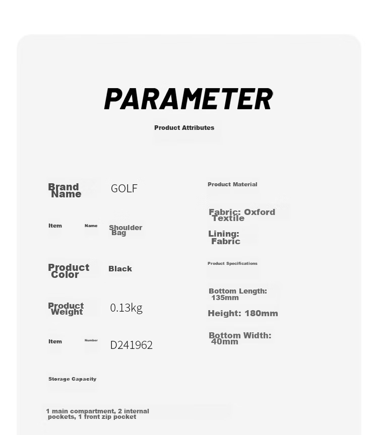 Сумка GOLF через плечо для мужчин, легкая спортивная сумка, черная