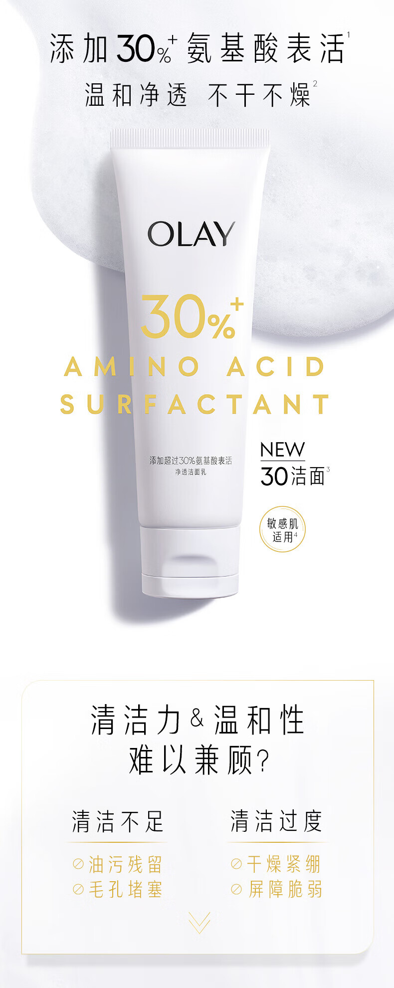 玉兰油（OLAY）氨基酸洗面奶女20g洁面乳深层清洁保湿补水【会员专属】