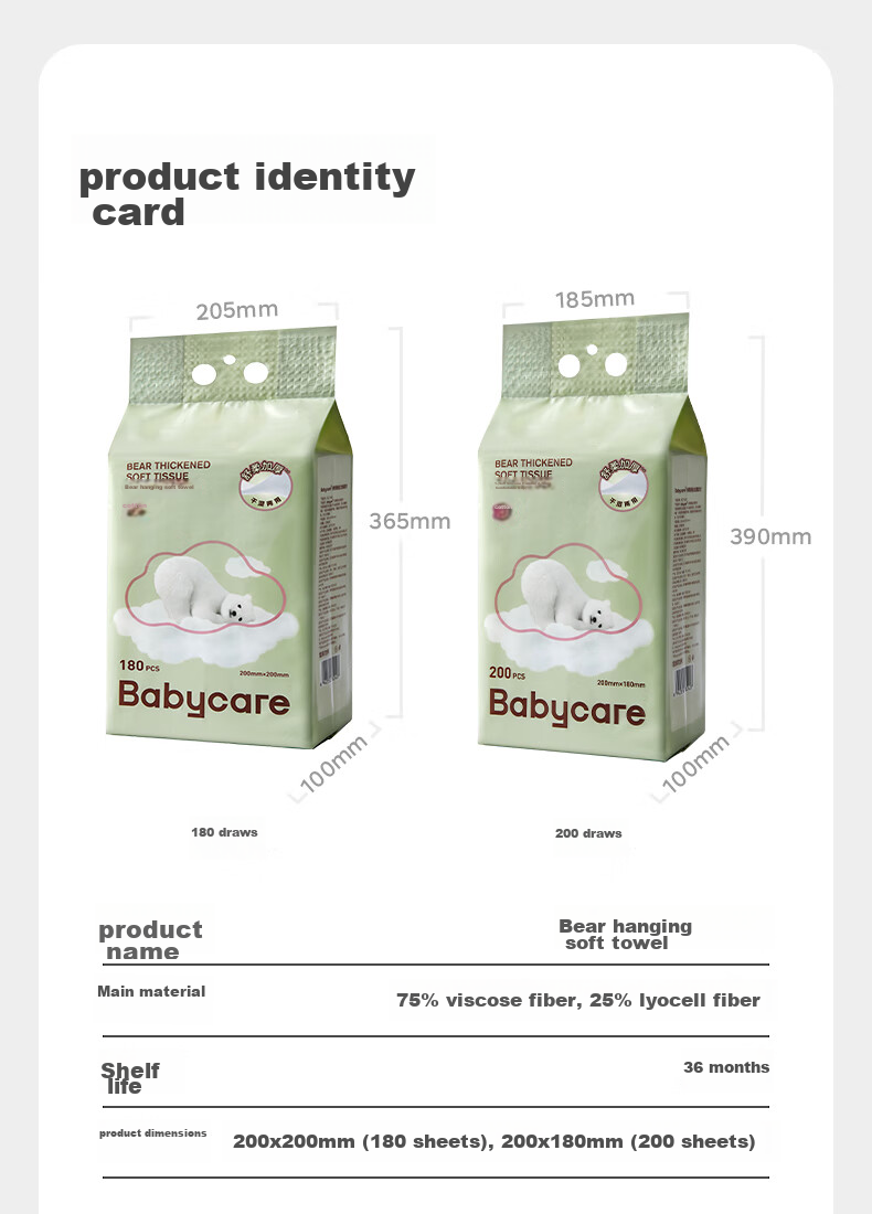 Babycare Влажные салфетки для лица, подвесные, мягкие, детские, 180 шт.