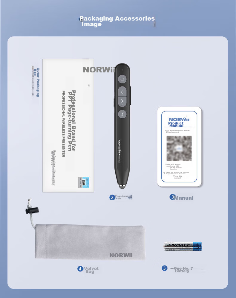 Ручка-презентер NORWII N20 BLE, сенсорная, многофункциональная, с Bluetooth, для учителей, черная