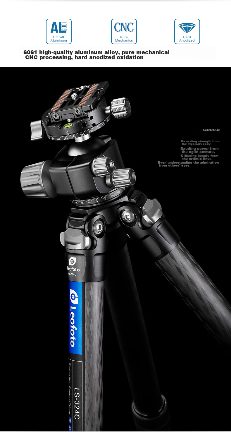 Штатив Leofoto LS-324C, карбоновый, портативный, легкий, для фото- и видеосъемки, для беззеркальных и зеркальных камер, профессиональный штатив