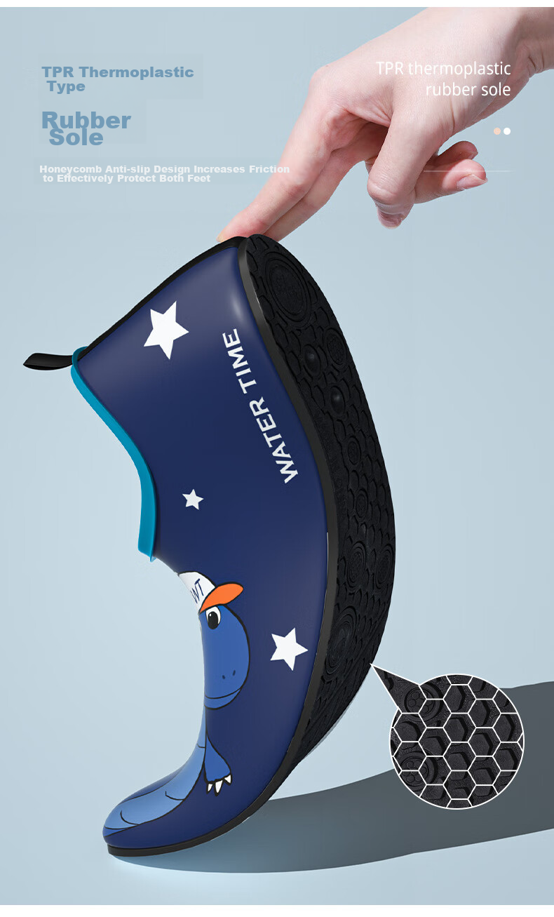 Детские пляжные тапочки WATERTIME, синий динозавр, размер 6XS (24/25), для плавания, дайвинга, пляжа