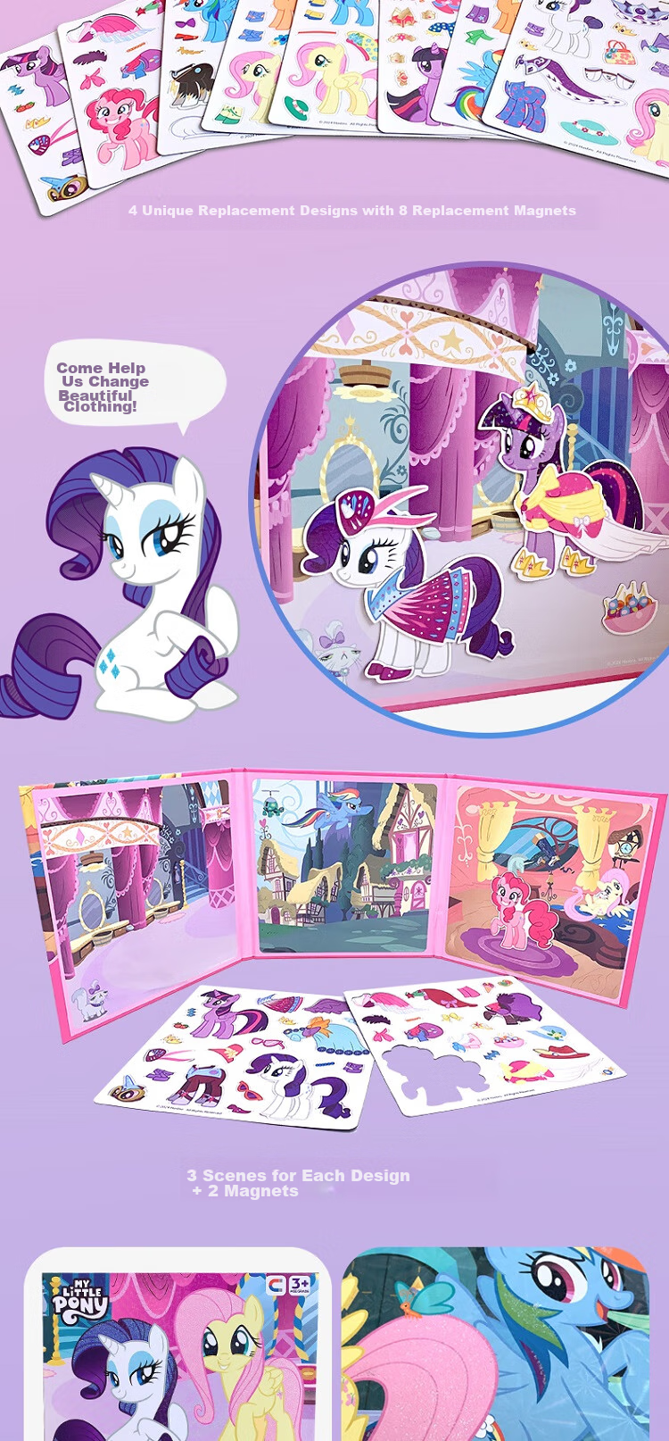 Магнитная книжка-головоломка MY LITTLE PONY, для девочек и мальчиков, без вырезания, развивающая, 1