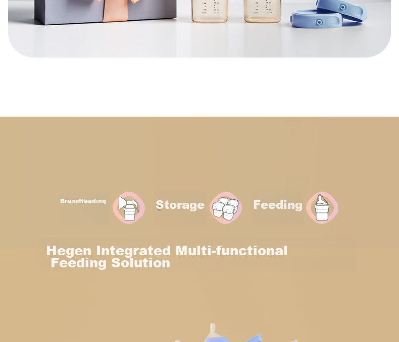 Бутылочка для кормления HEGEN Baby Bottle Set, PPSU, 150мл + 240мл, с крышками для хранения, набор из 2 шт., цвет "Morandi"