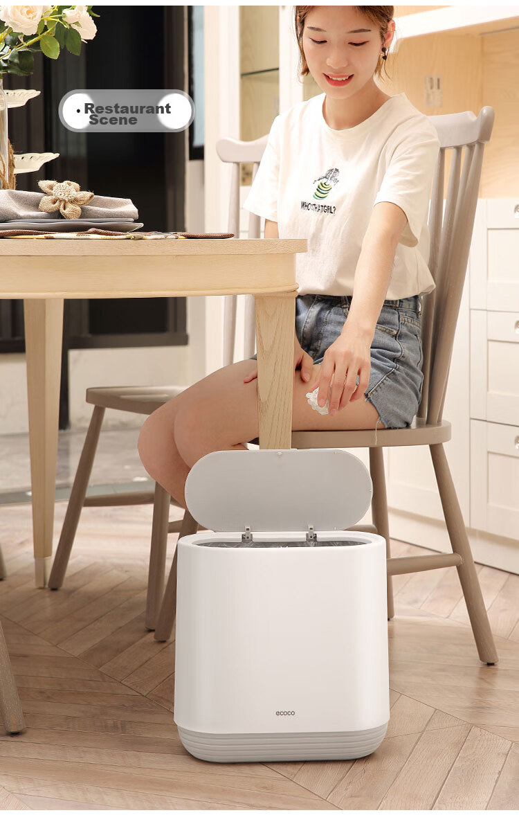Мусорное ведро Ecoco 10 л, узкое, для ванной комнаты, дома, кухни, гостиной, туалета, с крышкой, модель E25201
