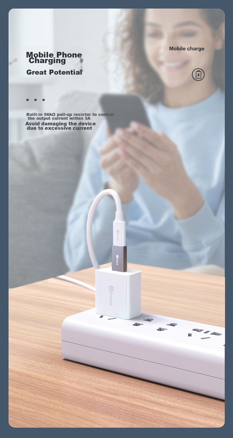 Переходник BIAZE USB 3.0 (Male) на Type-C (Female) для зарядки и передачи данных, совместим с Apple iPad, Huawei, ноутбуками