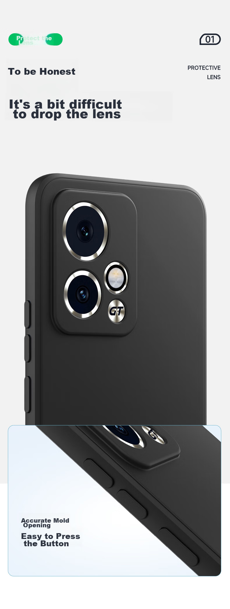 Чехол BIAZE для Honor 90 GT, противоударный, ультратонкий, с flocked lining, черный