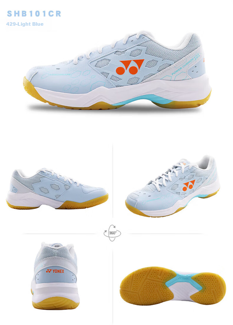 Кроссовки для бадминтона YONEX SHB101CR, мужские и женские, дышащие, амортизирующие, унисекс, белые с мятным, размер 37