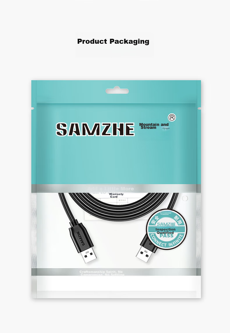 Кабель SAMZHE USB 2.0 Male to Male, 2 метра, черный, TMG-20