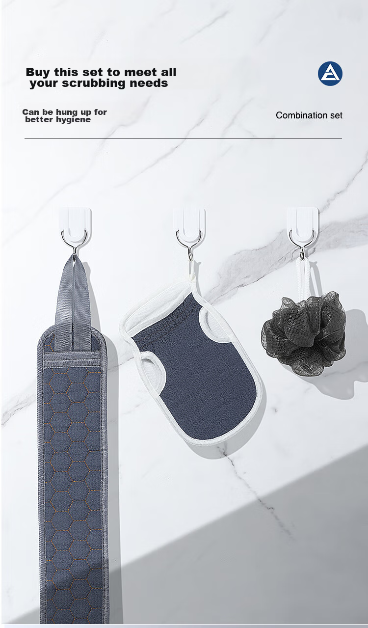 Набор для ухода за кожей Creative Art, exfoliating washcloth set for men, 3 предмета, банное полотенце, скраб для спины, мочалка для душа, губка для ванны, люфа для отшелушивания с грубым и мелким песком
