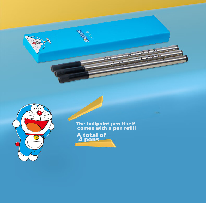 Набор шариковых ручек Pimio Doraemon, подарочный набор, 0.5 мм, металлический корпус, черный стержень, белый цвет