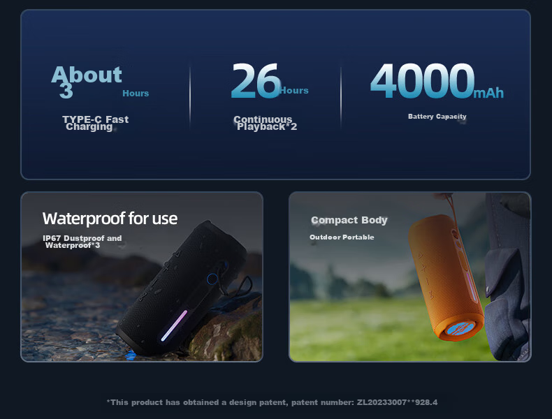 Портативная Bluetooth-колонка WANYINBA M6, 30 Вт, портативная водонепроницаемая, для улицы, с мощным басом, оранжевая