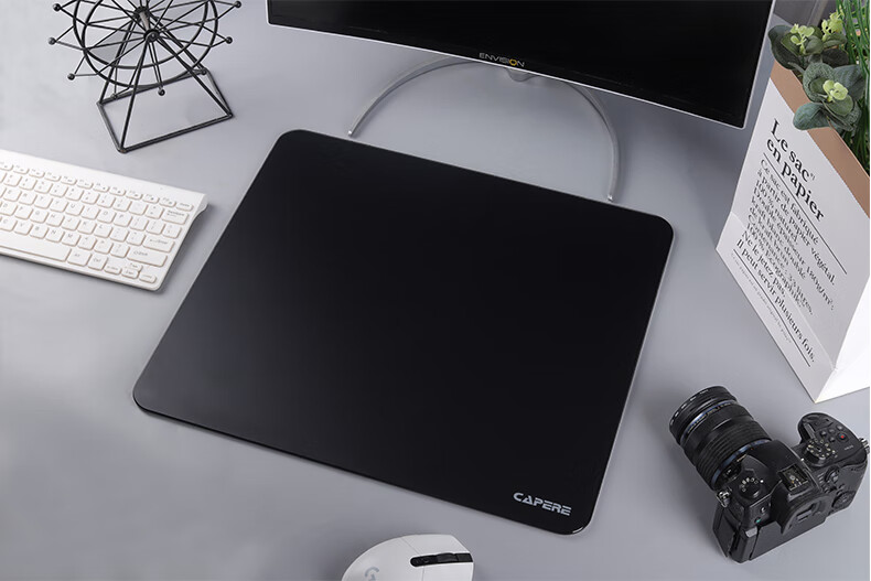 Игровой стеклянный коврик для мыши CAPERE, водонепроницаемый, противоэрозионный, толстый, с нескользящей основой из ПУ, размер 450x400x6 мм, цвет "Яркая луна белая"