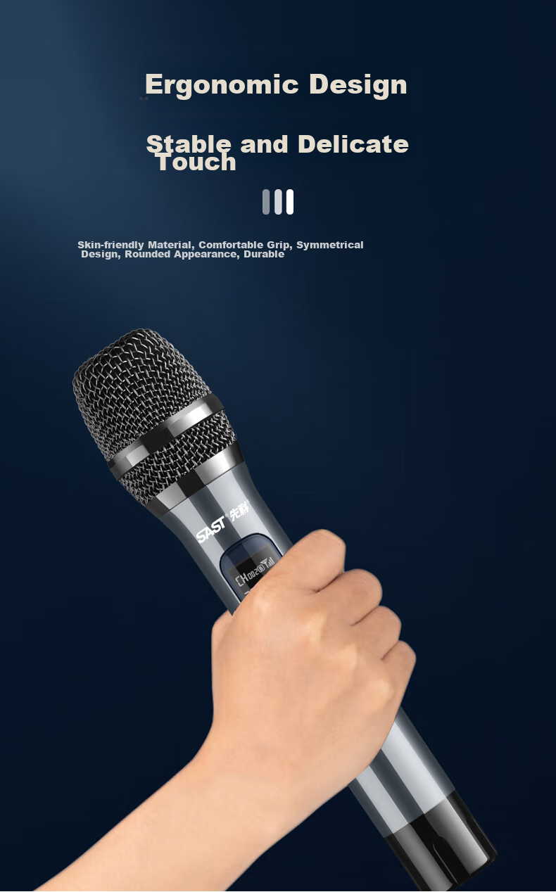 Беспроводная микрофонная система SAST, двухканальный UHF, для профессионального обучения, выступлений, домашнего караоке, совещаний, сцены и KTV