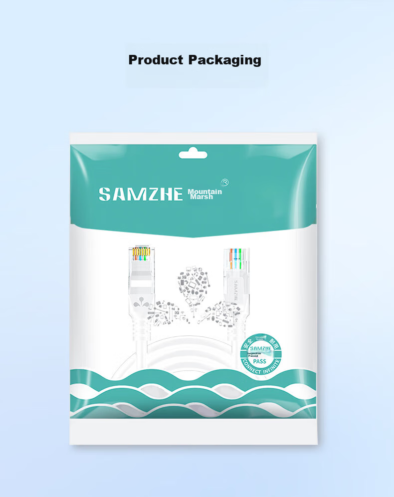 Сетевой кабель SAMZHE CAT5e, 5 метров, для подключения к сети Интернет, белый, ZW-05