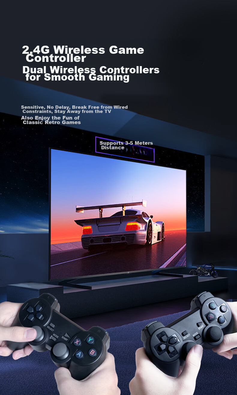Игровая приставка Xiaobawang D104Pro с беспроводными геймпадами, 4000 игр, ретро-консоль для ТВ