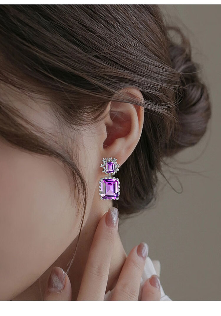 Серьги JOLEE из серебра 925 пробы с натуральным аметистом и цветными камнями, модные роскошные ювелирные серьги для женщин, подарок на День Святого Валентина