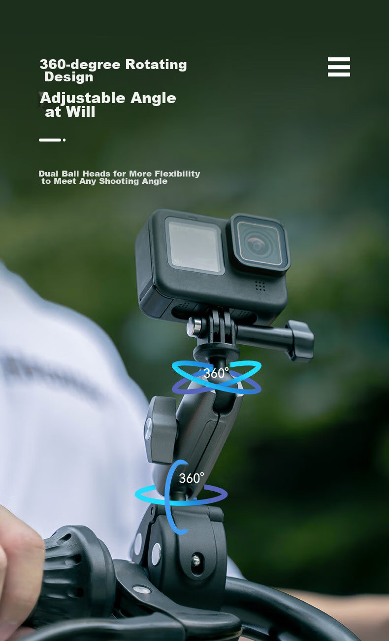 Универсальный зажим TELESIN для мотоцикла, велосипеда, экшн-камеры GoPro, DJI Action 5 Pro/6/4, аксессуар для велосипедного крепления