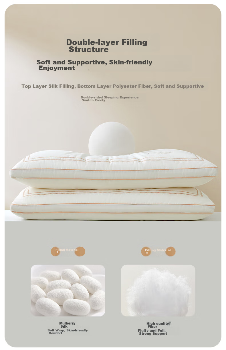 Подушка LUOLAI Home Textiles, 100% натуральный шелк, подушка для взрослых с поддержкой шеи, 46*72 см
