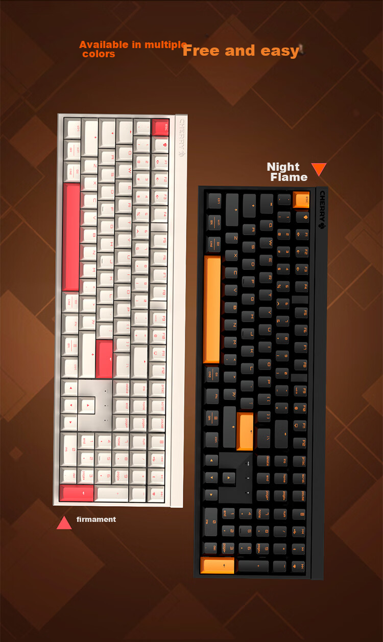 Механическая клавиатура CHERRY MX2.0 PRO, 108 клавиш, беспроводная Bluetooth, игровая и офисная, для ПК, совместима с WIN/MAC, переключатели Night Flame Tea