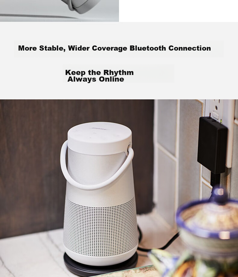 Портативная колонка BOSE SoundLink Revolve+ II, серебристая, 360-градусный звук, водонепроницаемая Bluetooth-колонка для компьютера и телефона, второе поколение