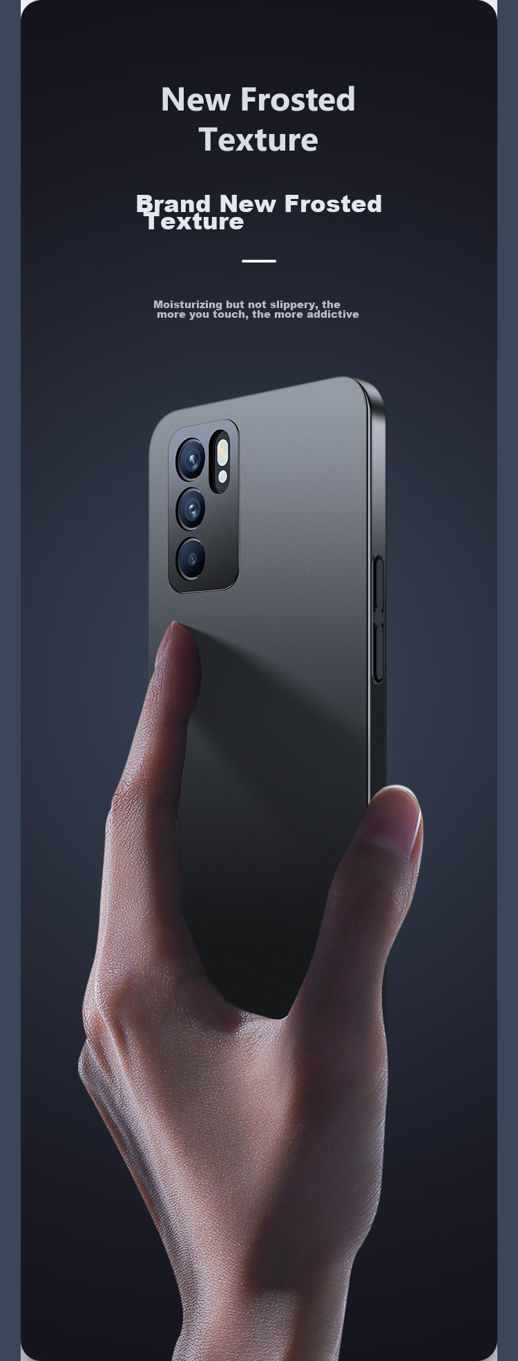 Чехол BIAZE для OPPO Reno6, ультратонкий, с рассеиванием тепла, полная защита, противоскользящий, матовый, приятный для кожи, твердый корпус, устойчивый к пятнам, антиотпечатки пальцев, простой дизайн для мужчин и женщин JK52-черный