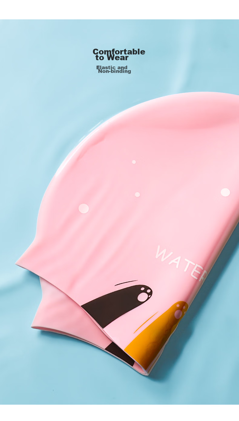 Детская шапочка для плавания WATERTIME, водонепроницаемая, из силикона, с защитой ушей, дизайн "Лягушонок и Маленький принц"
