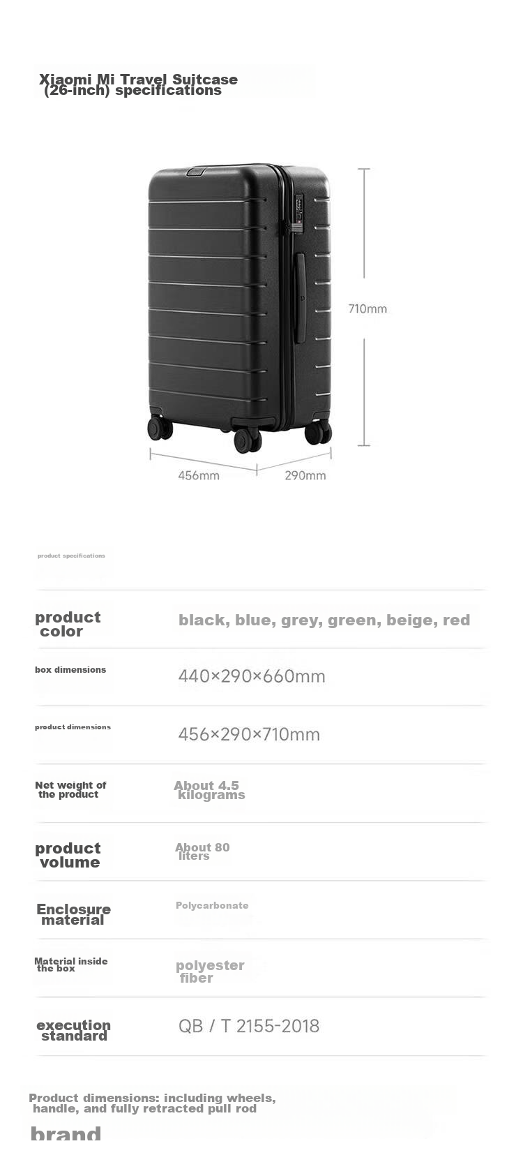 Чемодан Xiaomi Mijia Luggage, 20-дюймовый ручная кладь, поликарбонатный, с кодовым замком, бежевый