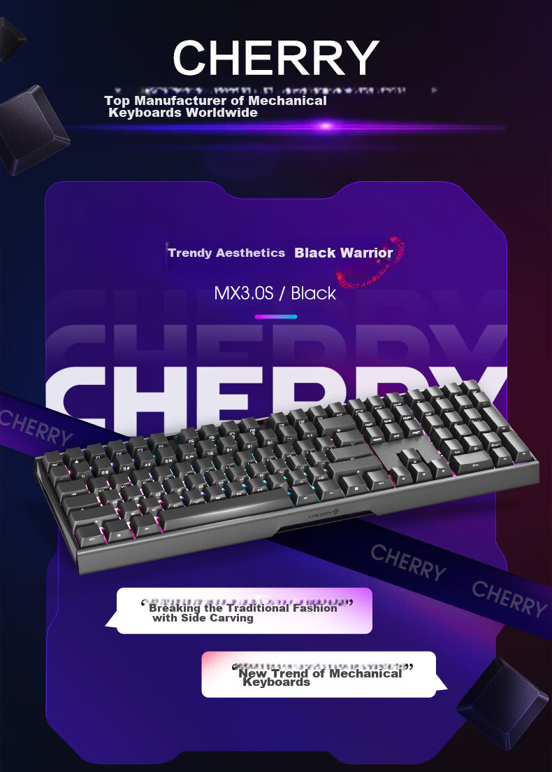 Механическая клавиатура CHERRY MX3.0S, 108 клавиш, алюминиевый корпус, проводная, белая