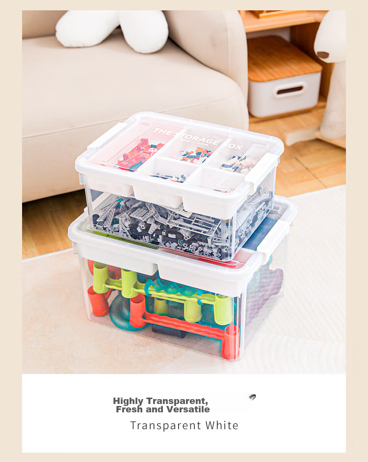 Конструктор Xitianlong LEGO Storage Box, Органайзер для детских конструкторов и магнитных плиток, Ящик для сортировки игрушек большой вместимости, 16 литров, прозрачно-белый