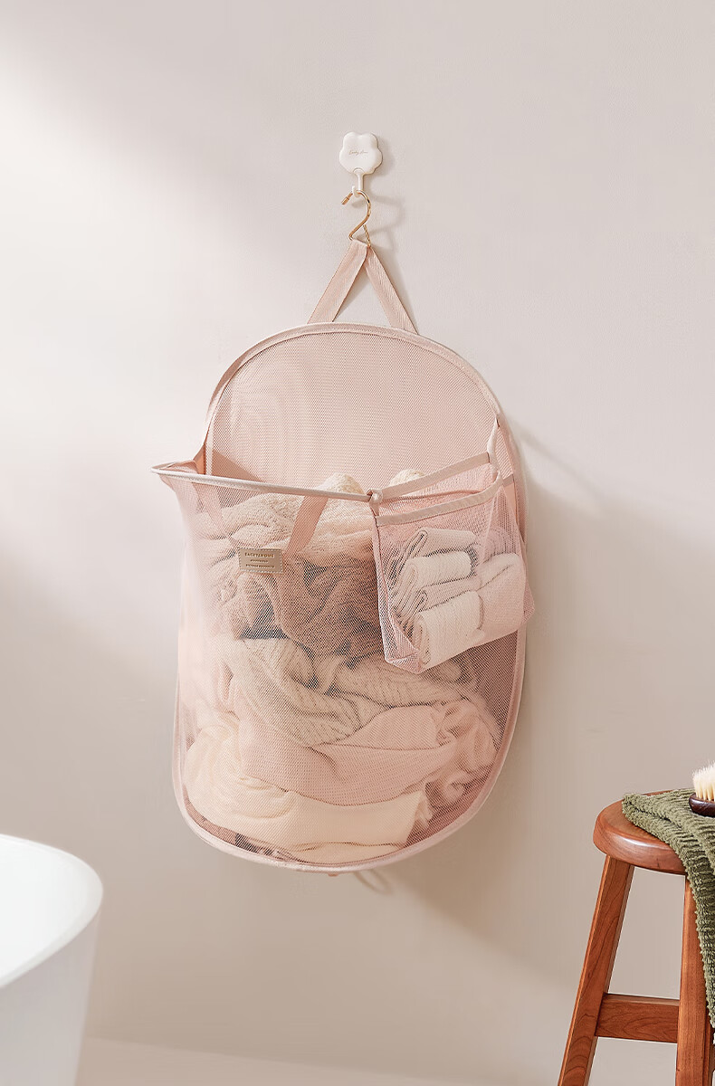 Корзина для белья EACHY, складная, пластиковая, розовая, 25.2x26x21.2 см