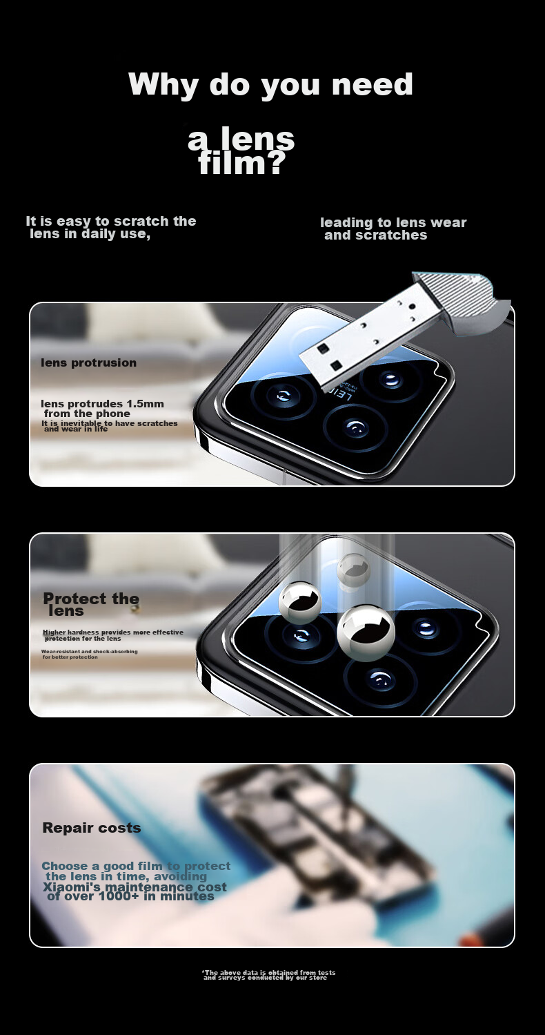 Защитная пленка для камеры KOOLIFE для Xiaomi 14, набор из 2 штук, противоударная, устойчивая к царапинам