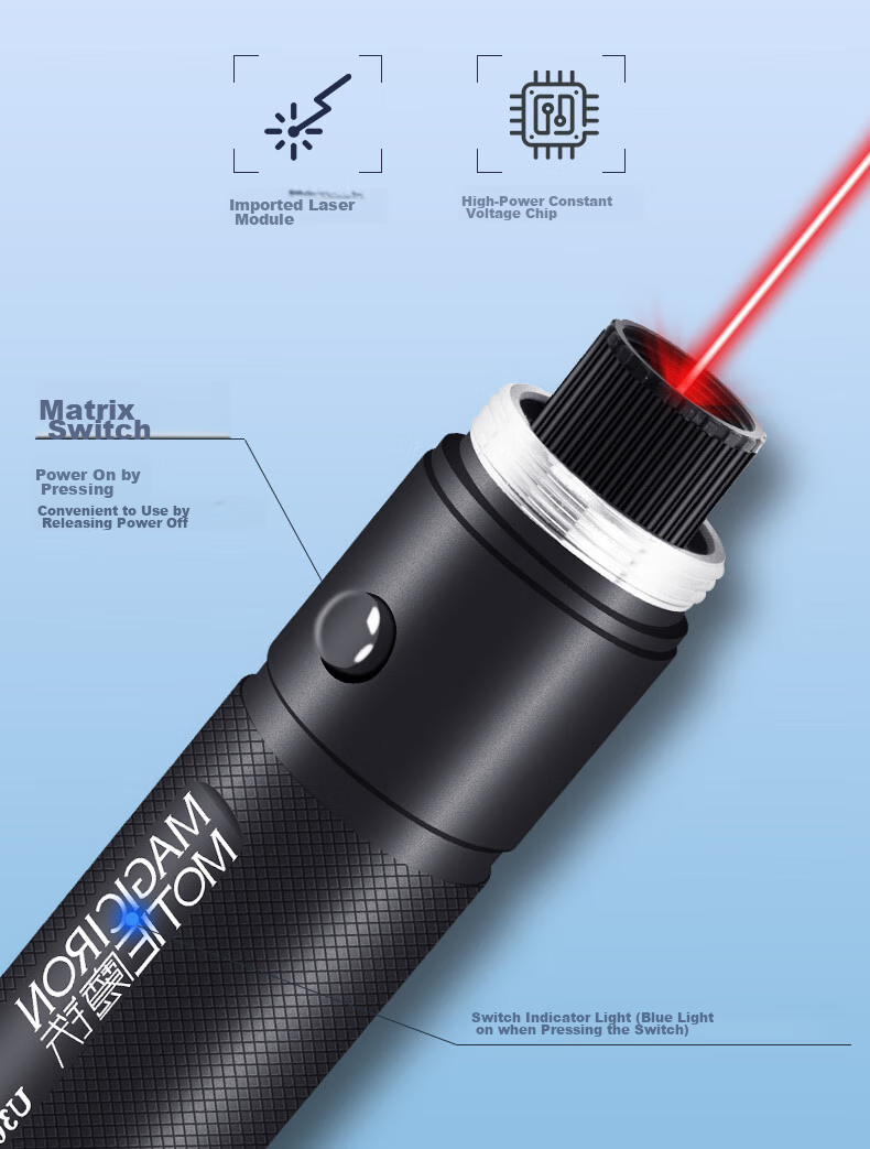 Лазерная указка MOTIE U303R, мощный красный луч, для песочницы, уличная, с индикатором, перезаряжаемая