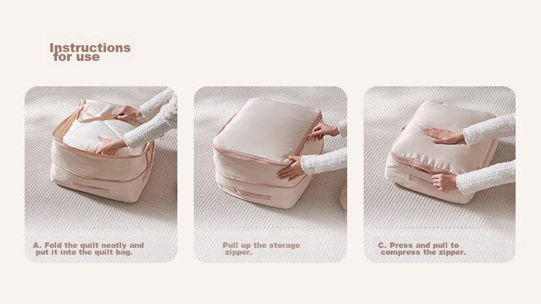 Компрессионный пакет для одеял EACHY, органайзер для постельного белья, цвет миндальной пудры, размер 2XL