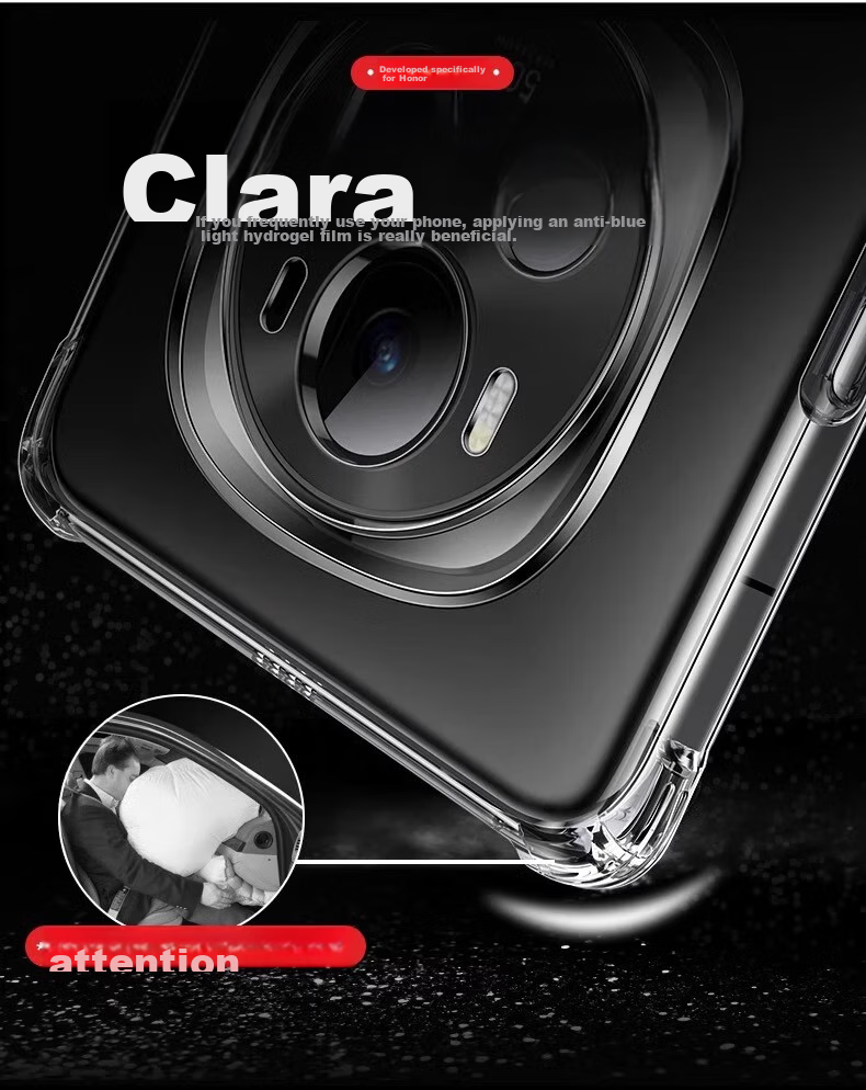 Чехол Kelleia для Honor Magic6, прозрачный, противоударный, с защитой камеры