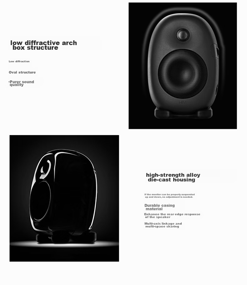 HiVi X3 Audiophile Professional Monitor Speakers, 2.0 Channel High-Fidelity HiFi Quality Sound System, High-Strength Alloy Cabinet (Pair)