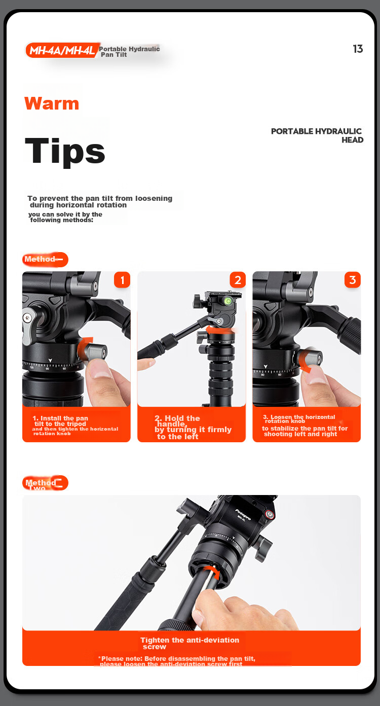 Штатив Fotopro MH-4L с гидравлической головкой, универсальный интерфейс 1/4 дюйма, для вертикальной и горизонтальной видеосъемки, для беззеркальных камер
