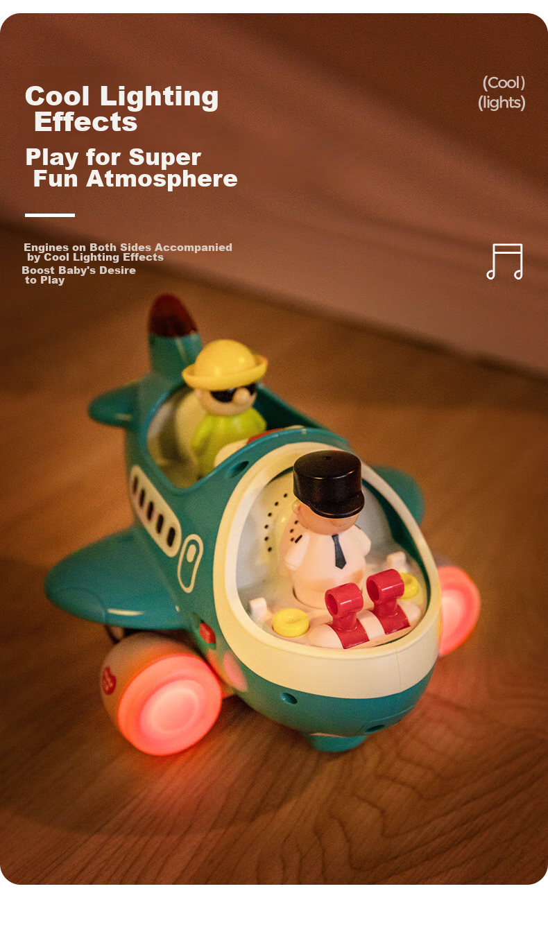 Интерактивный самолет на радиоуправлении HUILE TOYS, обучающий, развивающий, музыкальный, для детей от 12 месяцев