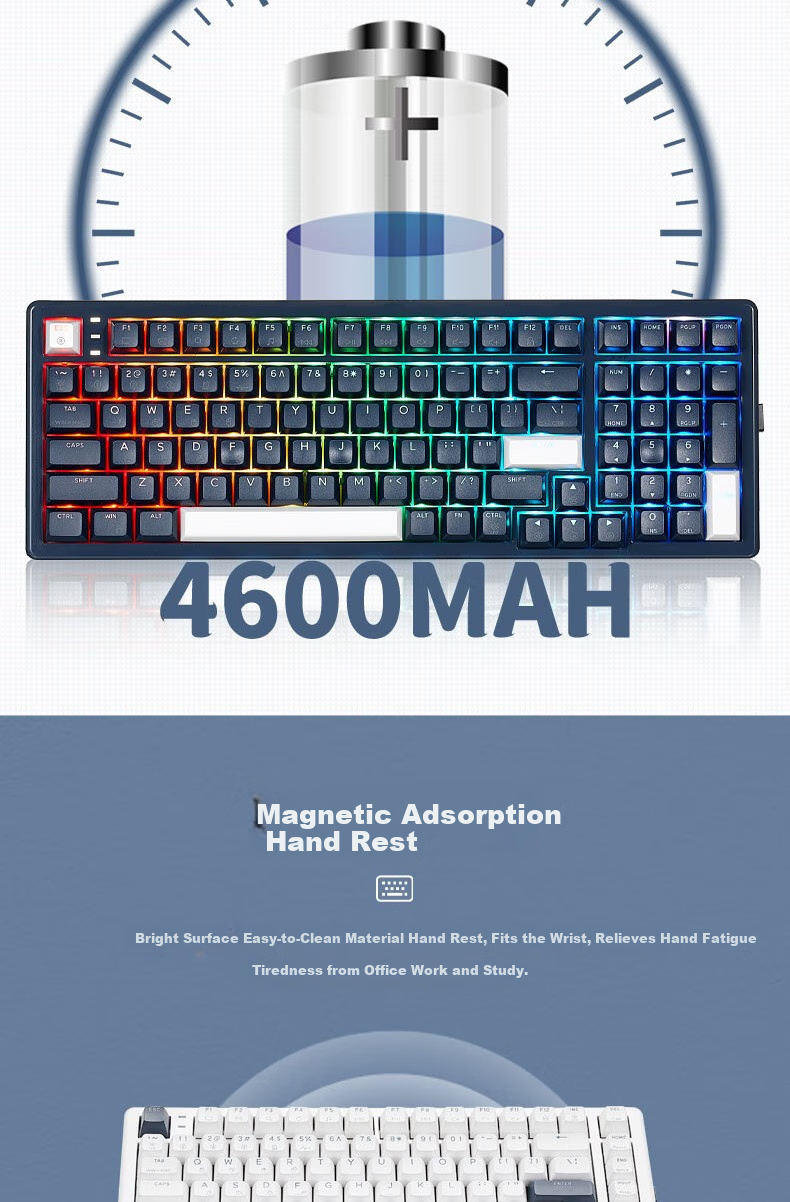 Беспроводная механическая клавиатура Hyeku E4Pro, 99 клавиш, проводная Bluetooth, трехрежимная, горячая замена, структура Gasket, RGB, Kailhua BOX Danxia