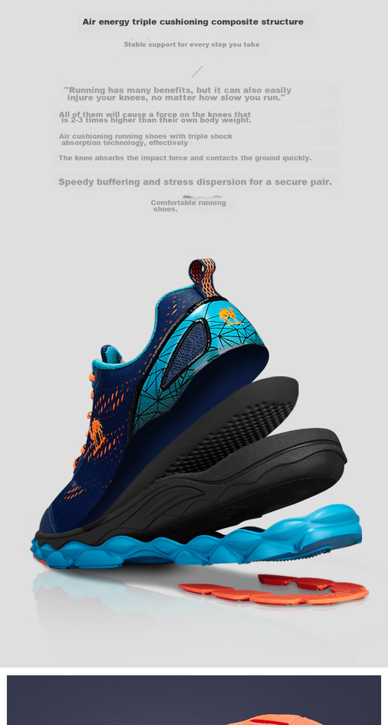 Мужские кроссовки CAMEL Mesh Breathable Lightweight Shock-Absorbing Running Shoes CSS221L0032, синий индиго, размер 42