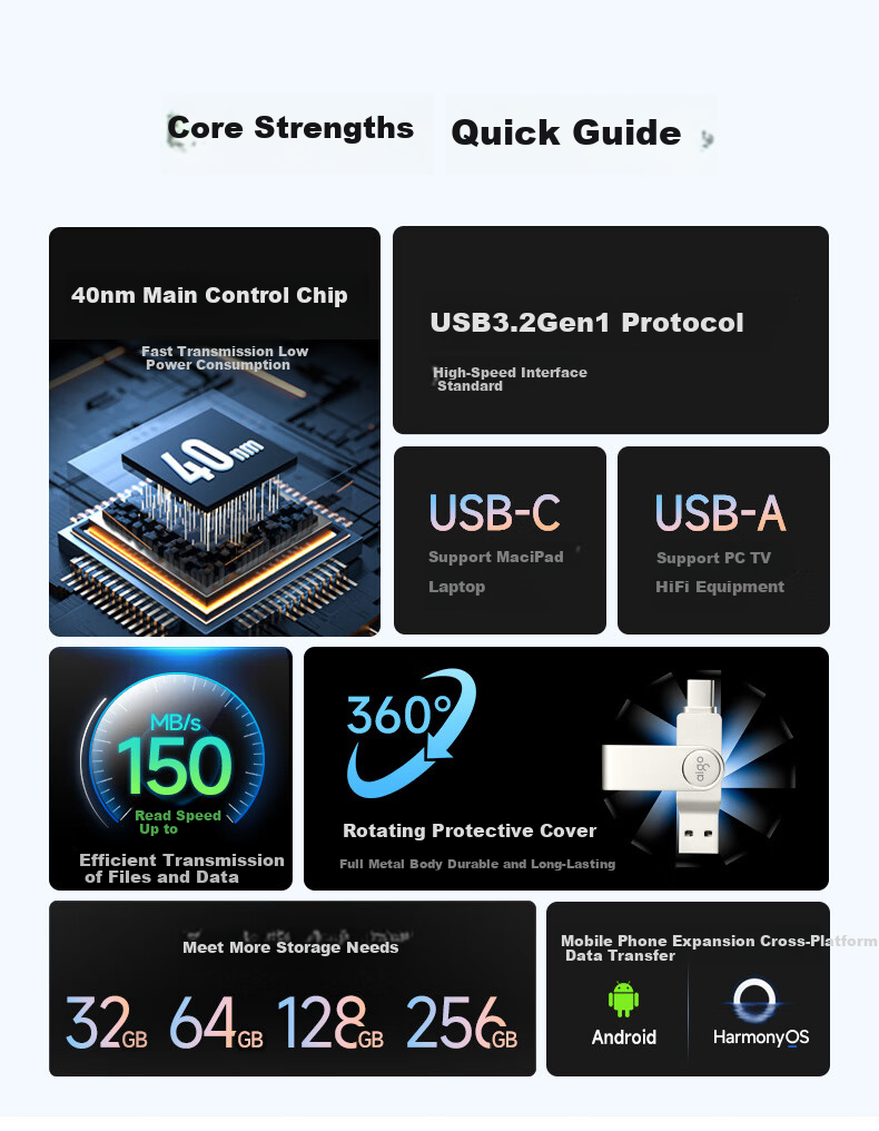 USB-накопитель Aigo U356 32GB Type-C USB3.2 Dual Interface Silver