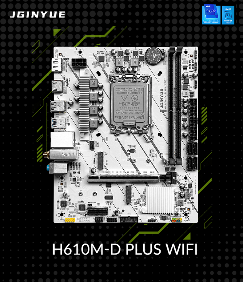 Материнская плата JGINYUE H610M-D PLUS WIFI DDR4 ARGB LGA 1700