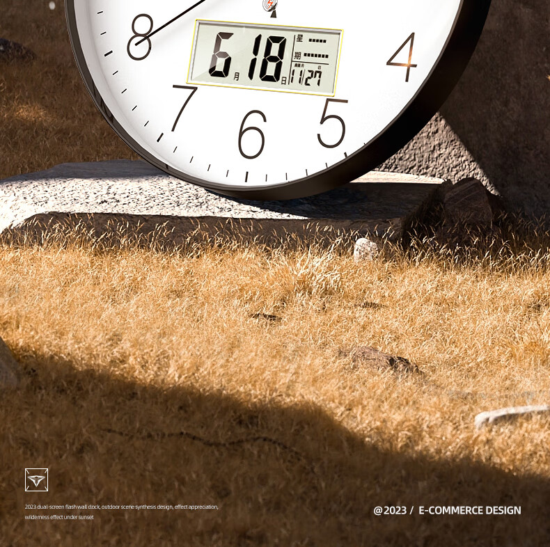 Радиоуправляемые часы Timess для гостиной, домашнего использования, модель 2025 года, вечный календарь с мигающей волной, дисплей температуры и влажности, 36 см