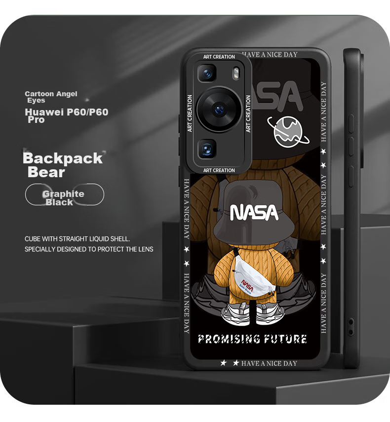 Чехол NEYAA для Huawei P60/P60 Pro, защита объектива, противоударный силикон, тонкий, с рисунком, черный