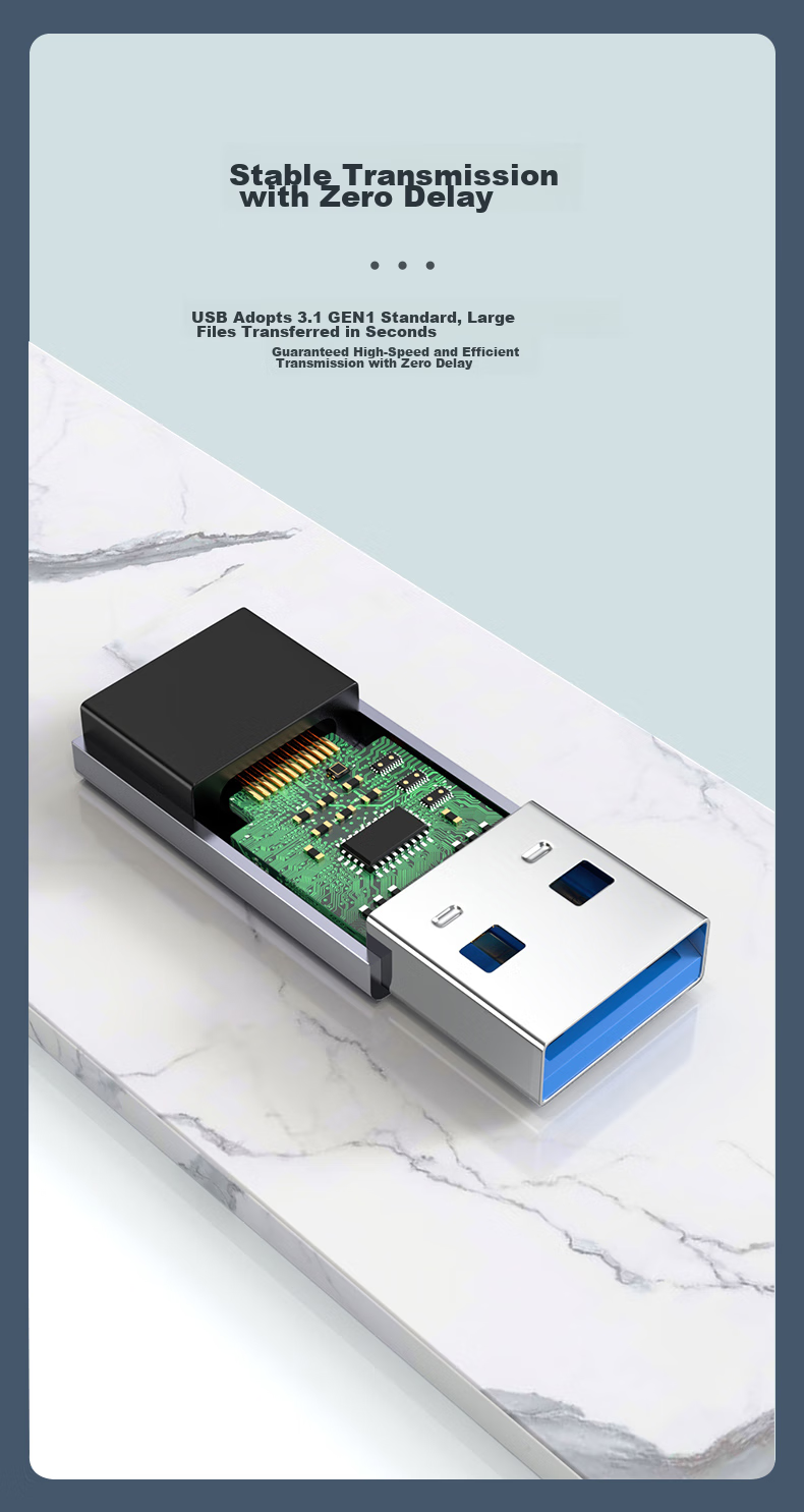Переходник BIAZE USB 3.0 (Male) на Type-C (Female) для зарядки и передачи данных, совместим с Apple iPad, Huawei, ноутбуками